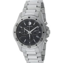 Movado Men's Chronograph Stainless Steel Case and Bracelet Black Dial Date Display 2600076