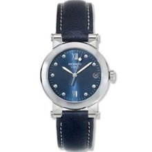 Movado Vizio 1603974 Stainless Steel Case Blue Dial Leather Strap Men's Watch