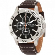 Nautica Men's Leather N18643G Brown Crocodile Leather Quartz Watch with Black Dial