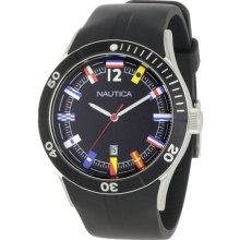 Nautica Men's Stainless Steel Case Rubber Bracelet Black Tone Dial Date Display N13519G