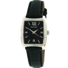 Nautica N08010l Women's Watch Black Dial Leather Bracelet Date Display