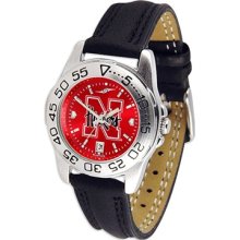 Nebraska Cornhuskers Ladies Leather Band Sports Watch