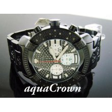 New! Aqua Master Black Case Round 20 Diamonds Watch
