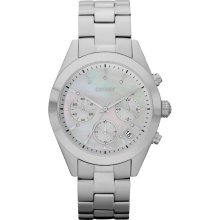 New Ladies DKNY Chronograph Round Watch Stainless Steel Bracelet Crystals MOP