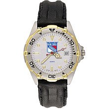 New York Rangers NHL All Star Watch with Leather Band - Men's from LogoArt
