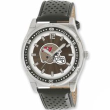 NFL Watches - Men's Stainless Steel Tampa Bay Buccaneers Watch and Leather Band