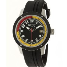 Nice Italy Mens Enzo Stainless Watch - Black Rubber Strap Strap - Black Dial - NICW1058ENZ021012