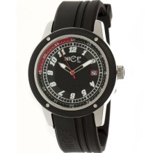 Nice Italy Mens Enzo Stainless Watch - Black Rubber Strap Strap - Black Dial - NICW1058ENZ021001