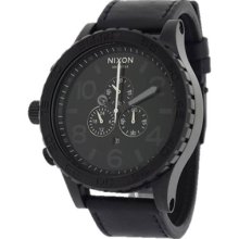 Nixon Men's 51-30 Chrono A124001-00 Black Leather Quartz Watch with Black Dial