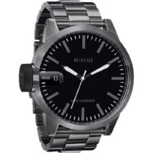 Nixon Men's Chronicle A198632-00 Silver Stainless-Steel Analog Quartz Watch with Black Dial