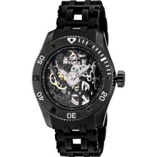 nvicta Men's Sea Spider Mechanical Black Skeletonized Dial Black Ion