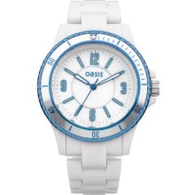 Oasis Women's Quartz Watch With White Dial Analogue Display And White Plastic Or Pu Bracelet B1251