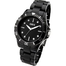 Oasis Women's Quartz Watch With Black Dial Analogue Display And Black Plastic Bracelet B876