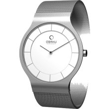 Obaku Harmony Womens Ultra Slim Stainless Watch - Silver Bracelet - White Dial - V133LCIMC2