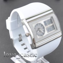 Ohsen White Led Analog Digital Quartz Womens Sport Wrist Band Watch W16w