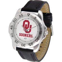 Oklahoma Sooners Logo- Mens Sport Leather Watch