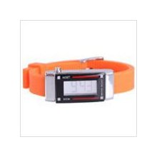 Orange led digital watch w/ super thin rubber band