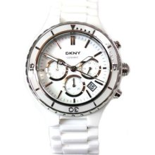 Original Dkny White Ceramic Chronograph Ladies Watch Ny8187