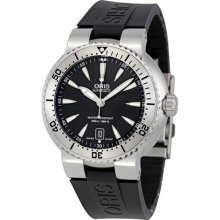 Oris Divers Date 44mm Watch - Black Dial, Black Rubber Strap 73375334154RS Sale Authentic