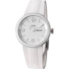 Oris Men's 'tt1' White Dial White Rubber Strap Automatic Watch