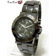 Oversized Fashion Designer Number Screw Style Hematite Geneva Bracelet Watch