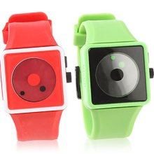 Pair of Fashion Silicone Wrist Band Watch(Green and Red)