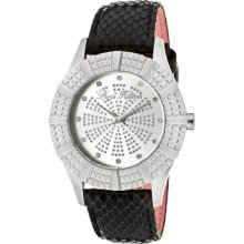 Paris Hilton Women's Heiress Round Watch Case/Dial Color: Silver, Hands Color: Silver, Strap Color: Black