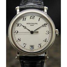Patek Philippe 5053 Calatrava 18k White Gold & Leather Watch + B&p - 5053g-001