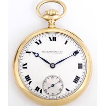 Patek Philippe & Co. Vintage 18k Yellow Gold Open Face Pocket Watch Pr