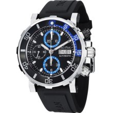 Paul Picot Watches Men's Chronogrpah Black Dial Black Rubber Black Rub