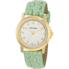 Pedre 0231Gx-Lime Croc Women'S 0231Gx Gold-Tone With Lime Leather Strap Watch