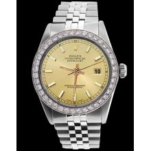 Perpetual rolex champagne stick dial gents watch datejust jubilee bracelet SS