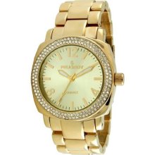 Peugeot 7075G Women'S 7075G Gold-Tone Swarovski Crystal Bracelet Link Watch