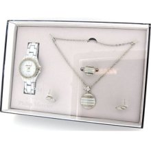 Philip Mercier Ladies Plastic Watch, Necklace, Earrings & Ring Gift Set Gift222a