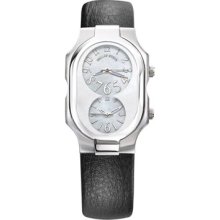 Philip Stein Watches Women's Signature Mother of Pearl Dial Black Calf
