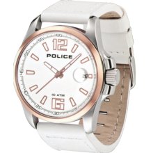 PL12591JSSR/01 Police Unisex White Leather Strap Analog Sports Watch