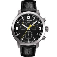 PRC 200 Men's Quartz Chronograph- Black Dial With Black Leather Strap
