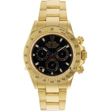 Pre Owned Daytona 116528 18K Yellow Gold Black Face