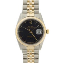 Pre-owned Rolex Men's Datejust Two-tone Black Dial Watch (SS yellow gold 36mm, black dial)