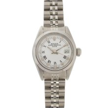 Pre-owned Rolex Women's Datejust Stainless Steel White Roman Dial Watch (Stainless steel 26mm, white Roman dial)