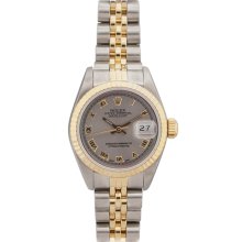 Pre-owned Rolex Women's Datejust Two-Tone Grey Roman Dial Watch (SS yellow gold 26mm, grey Roman dial)
