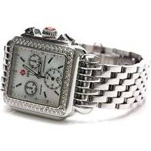 Preowned Michele Stainless Steel & Diamond Deco Day Watch