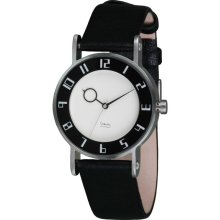 Projects Womens Scarlet Stainless Watch - Black Leather Strap - White Dial - 8810ScarletB