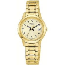 Pulsar Ladies Easy Read Gold Stretch Expansion Bracelet Watch PH7030