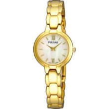 Pulsar Ladies' Gold Analogue Bracelet PEGF90x1 Watch