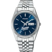 Pulsar Men`s Stainless Steel Bracelet Watch With Blue Dial