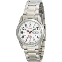 Pulsar Mens Analog Stainless Watch - Silver Bracelet - White Dial - PJ6007