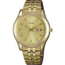 Pulsar Men's Gold Tone Dress Watch Champagne Dial PXF184