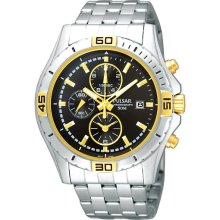 Pulsar Mens Silver-Tone Chronograph Watch