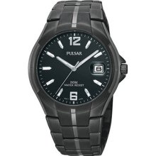 Pulsar Mens Two-Tone Sport Watch - Black Dial - Black Ion Finish -